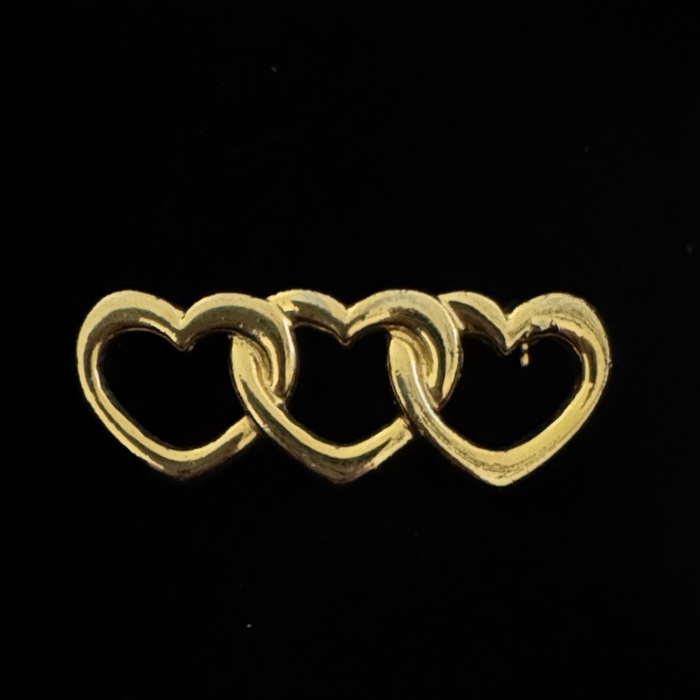 Triple Heart Gold Brooch